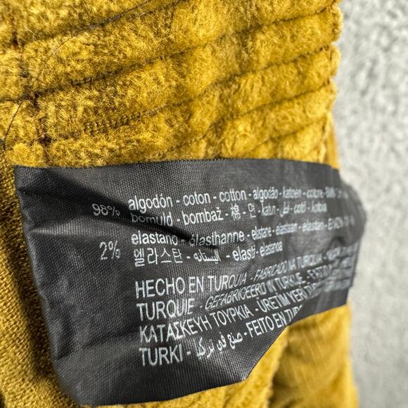 Zara Pants Mens 32 Mustard Yellow Corduroy Cargo Slim Fit Workwear Cotton Blend - Picture 2 of 13